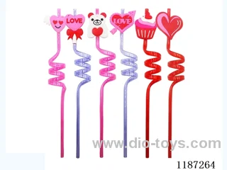 Spiral three Circle Cartoon Valentine's Day Straw Set (8PCS)
