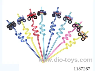 Spiral three-loop cartoon Off-road truck Straw (8PCS)