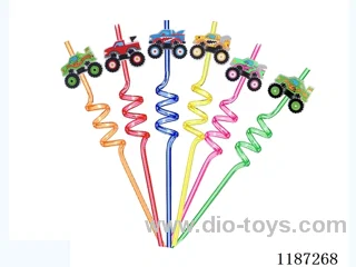 Spiral three-loop cartoon Off-road truck Straw (8PCS)