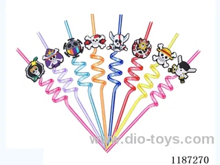 Spiral three circle cartoon Pirate series straw (8PCS)