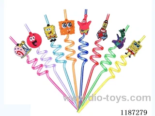 Spiral Three Circle Cartoon SpongeBob Straws (8PCS)