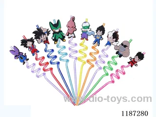 Spiral three-loop Cartoon Super Saiyan Straw (10PCS)