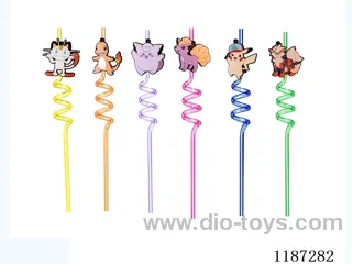 Spiral three-loop Cartoon Digimon Straw (8PCS)