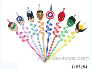 Spiral three circle Cartoon Marvel Series Straw (8PCS)