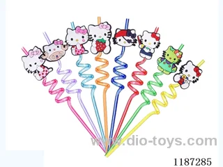 Spiral 3 Loop Cartoon Hello Kitty Straw (8PCS)