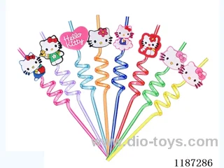 Spiral 3 Loop Cartoon Hello Kitty Straw (8PCS)