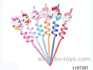 Spiral 3 Loop Cartoon Hello Kitty Straw (8PCS)