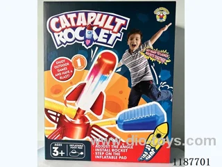 Pneumatic foot pedal launching skyrocket (glowing)