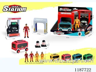 Gas Car Wash Scene Combo Minibus Inertia (with figure)