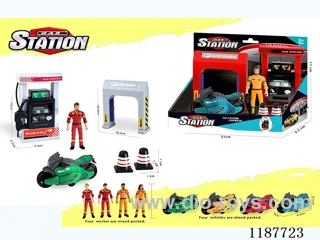 Gasoline car wash scene combination motorcycle inertia (with characters)