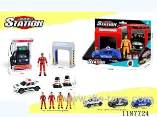 Gas Car Wash Scene Combination Police Car Inertia (with characters)