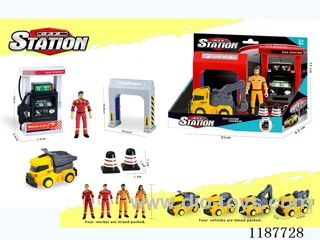 Gasoline car wash scene combination engineering inertia (with characters)