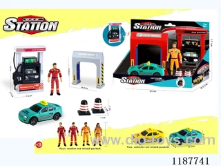 Gas Car Wash Scene Combo Taxi Car Inertia (with music and characters)
