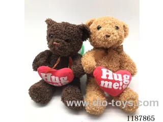 Seaweed plush bear hugging peach heart