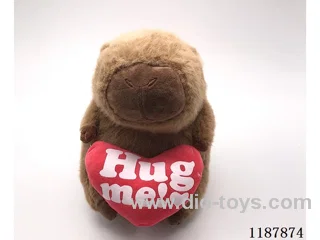 Plush Beaver Mouse with Peach Heart