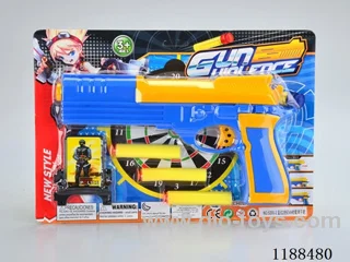 Blue and red 2 colors EVA toy gun with single character target