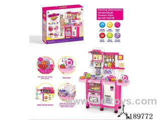 100CM Spray Kitchen Utensil Table (with spray/frying pan color changing food/multi-function smoker/cell phone/light music water function) 65PCS without batteries (6*1.5AA and 2*1.5AAA)