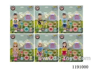 6 Mixed 5.5inch Solid Dolls + Accessories