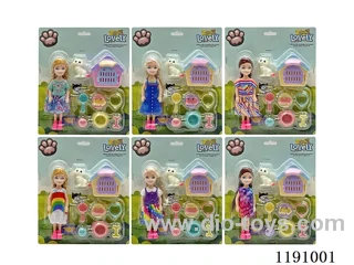 6 Mixed 5.5inch Solid Dolls + Accessories