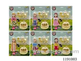6 Mixed 5.5inch Solid Dolls + Accessories