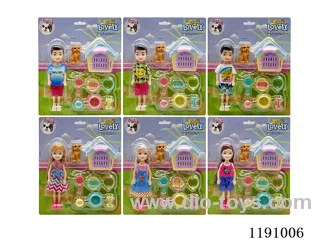6 Mixed 5.5inch Solid Dolls + Accessories