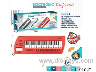 37-Key Multi-Function Piano (Red) w/Headset TYPEC Cable, Carrying Strap