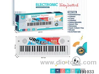 49 Keys Multifunctional Electronic Piano with Microphone, USB Connection Cable (White) Color Silkscreen