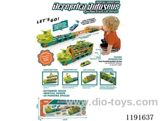 Dinosaur Track Catapult Car Storage Car -8 PCS alloy car