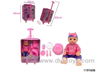 36CM Peeing & Drinking Stroller Doll Set