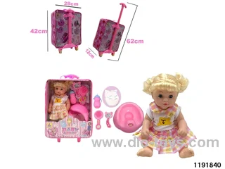 36CM Peeing & Drinking Stroller Doll Set