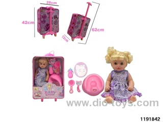 36CM Peeing & Drinking Stroller Doll Set