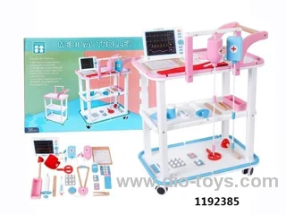 Wooden doctor cart toy in color box