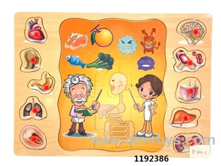 Wooden doctor puzzle in heat shrink film