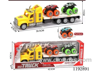 Trailer with 2PCS pull back inertia tin car