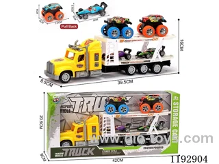 Tractor loaded 4PCS pull back tin car