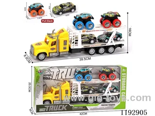 Tractor loaded 4PCS pull back tin wagon