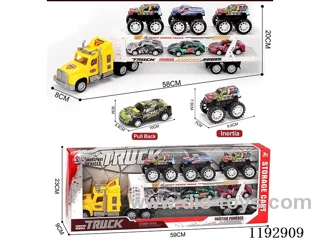 Trailer load 3PCS pull back 3PCS inertia tin vehicle