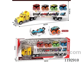 Trailer with 8PCS pull back tin vehicle