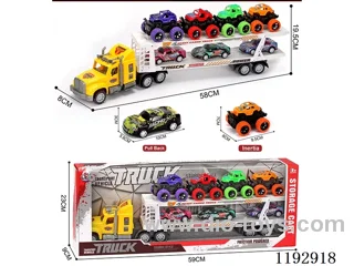 Trailer loading 4PCS Inertia 3PCS pull back tin bike