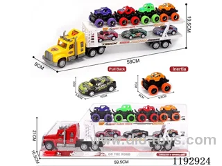 Trailer loading 4PCS Inertia 3PCS pull back tin bike