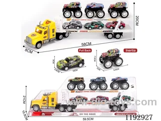 Trailer load 3PCS pull back 3PCS inertia tin vehicle
