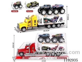 Trailer loading 2PCS Inertia Tin Wagon 2PCS pull back Tin Wagon
