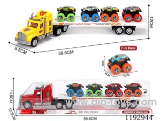 Trailer with 4PCS pull back tin bike