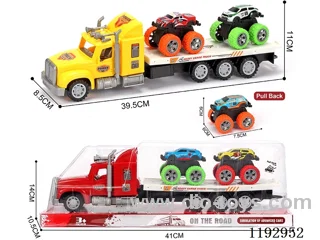 Trailer with 2PCS pull back inertia tin car
