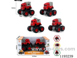 Double Inertia Swing Stunt Tumbling Big Wheel Fire Truck (2pcs)