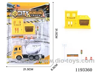 Inertia construction vehicle with 5 pieces set of signposts + house