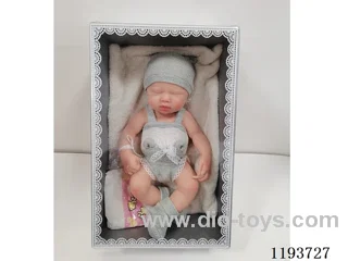 13 inch newborn solid silicone doll with pillow/pacifier/diaper (baby boy)
