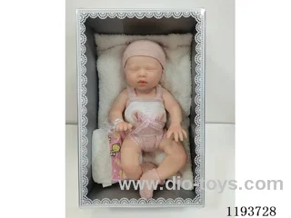 13 inch newborn solid silicone doll with pillow/pacifier/diaper (baby girl)