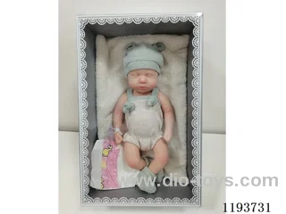 13 inch newborn solid silicone doll with pillow/pacifier/diaper (baby boy)