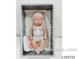 13 inch newborn solid silicone doll with pillow/pacifier/diaper (baby girl)